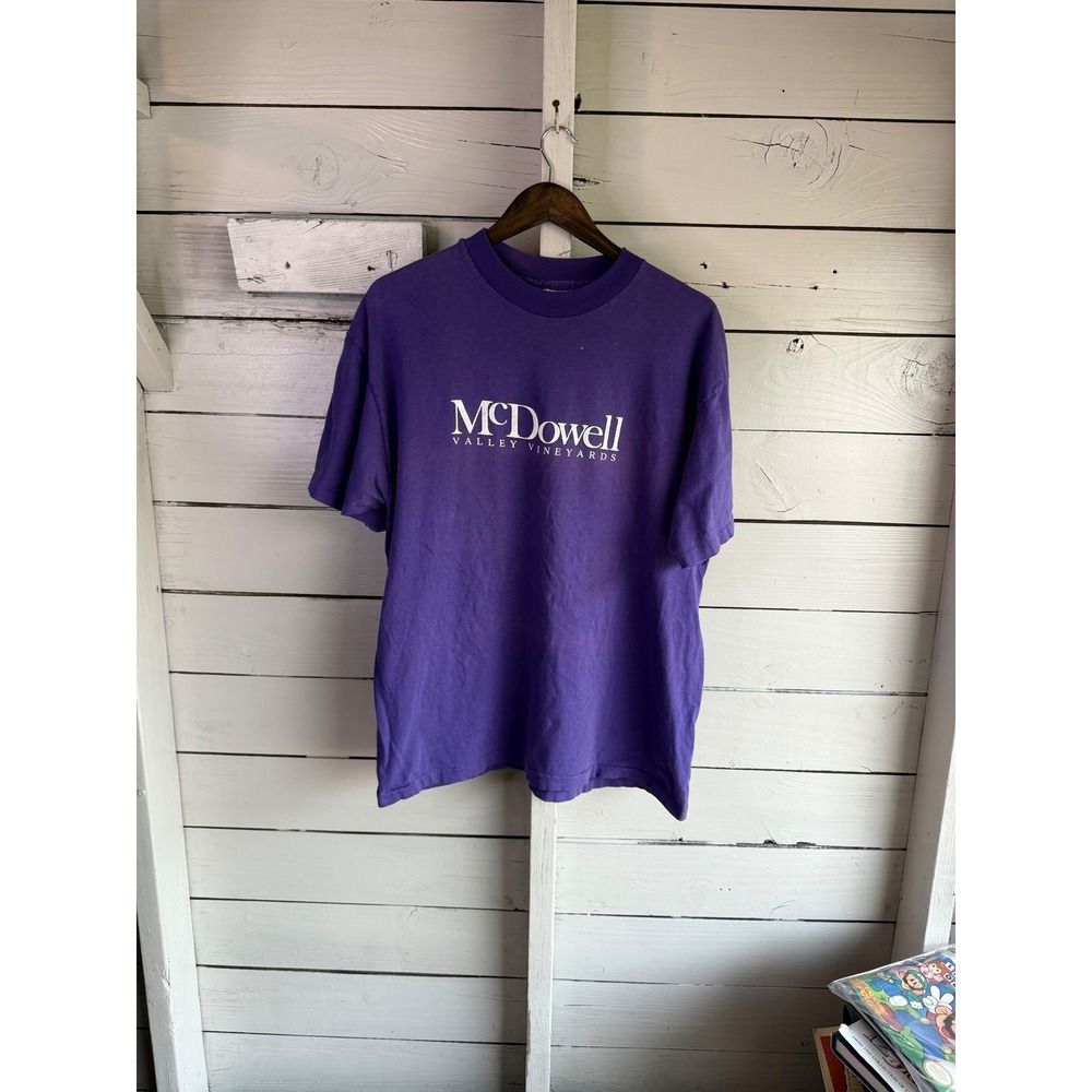 Vintage Hanes Beefy-T McDowell Valley Vineyards Purple T-Shirt Mens XL USA Made